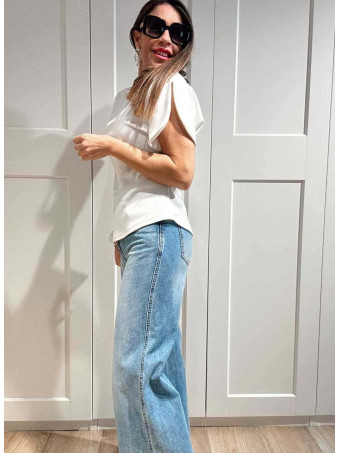 Cuerpo Asimétrico Manga Abullonada TOURAG Blanco HEVE