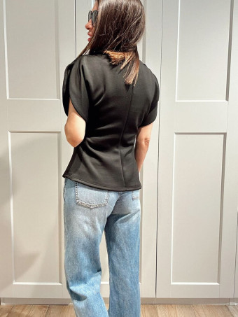 Cuerpo Asimétrico Manga Abullonada TOURAG Negro HEVE