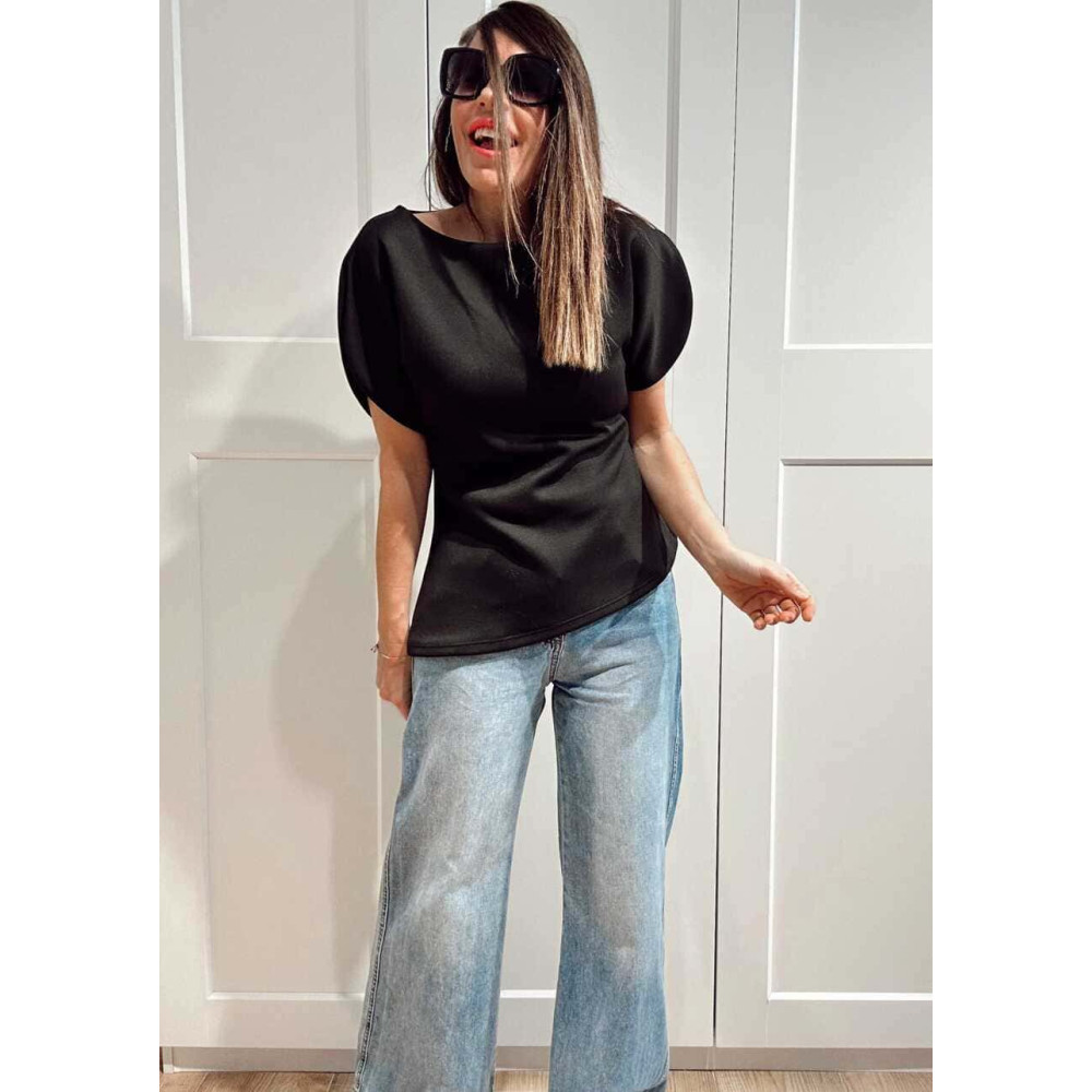 Cuerpo Asimétrico Manga Abullonada TOURAG Negro HEVE