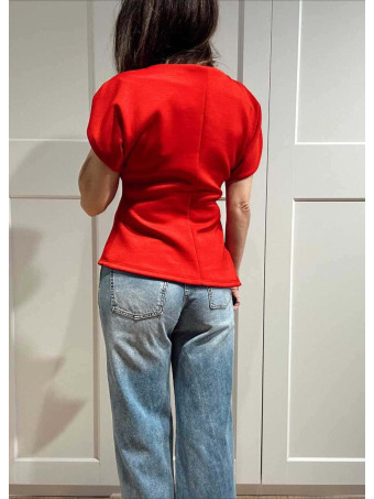 Cuerpo Asimétrico Manga Abullonada TOURAG Rojo HEVE