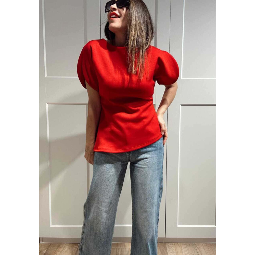 Cuerpo Asimétrico Manga Abullonada TOURAG Rojo HEVE