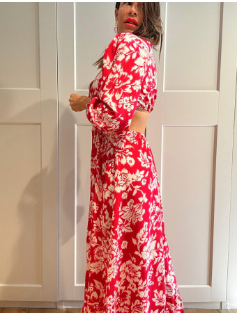 Vestido Cut Out Estampado Floral IRVANIE Fucsia HEVE