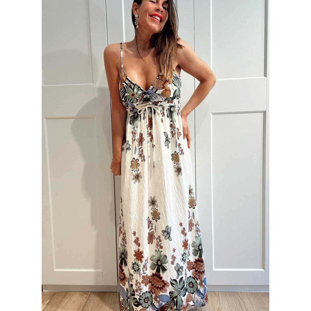 Vestido Lino Estampado Flores SERINAE HEVE