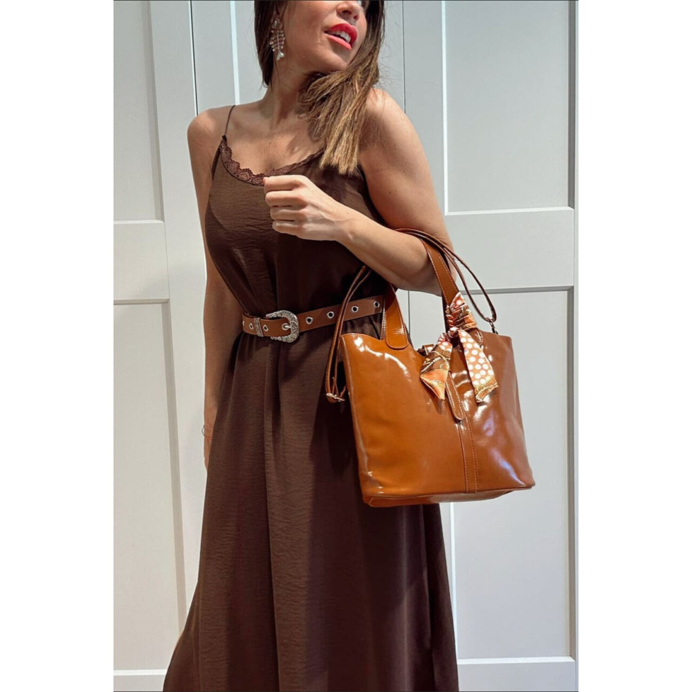 Bolso Tote Efecto Piel MARLITTA Marrón