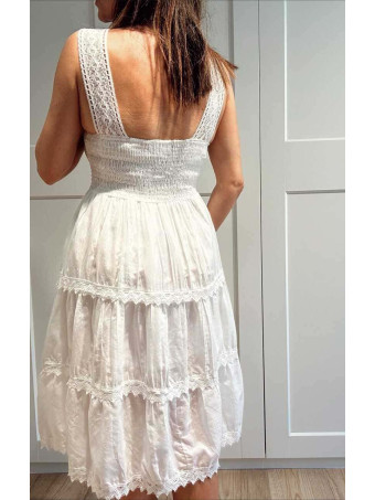 Vestido Ibicenco Crochet BIELA Blanco HEVE