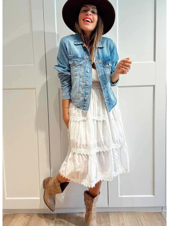 Vestido Ibicenco Crochet BIELA Blanco HEVE