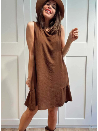 Vestido Corto Evasé SILLENTO Marrón HEVE