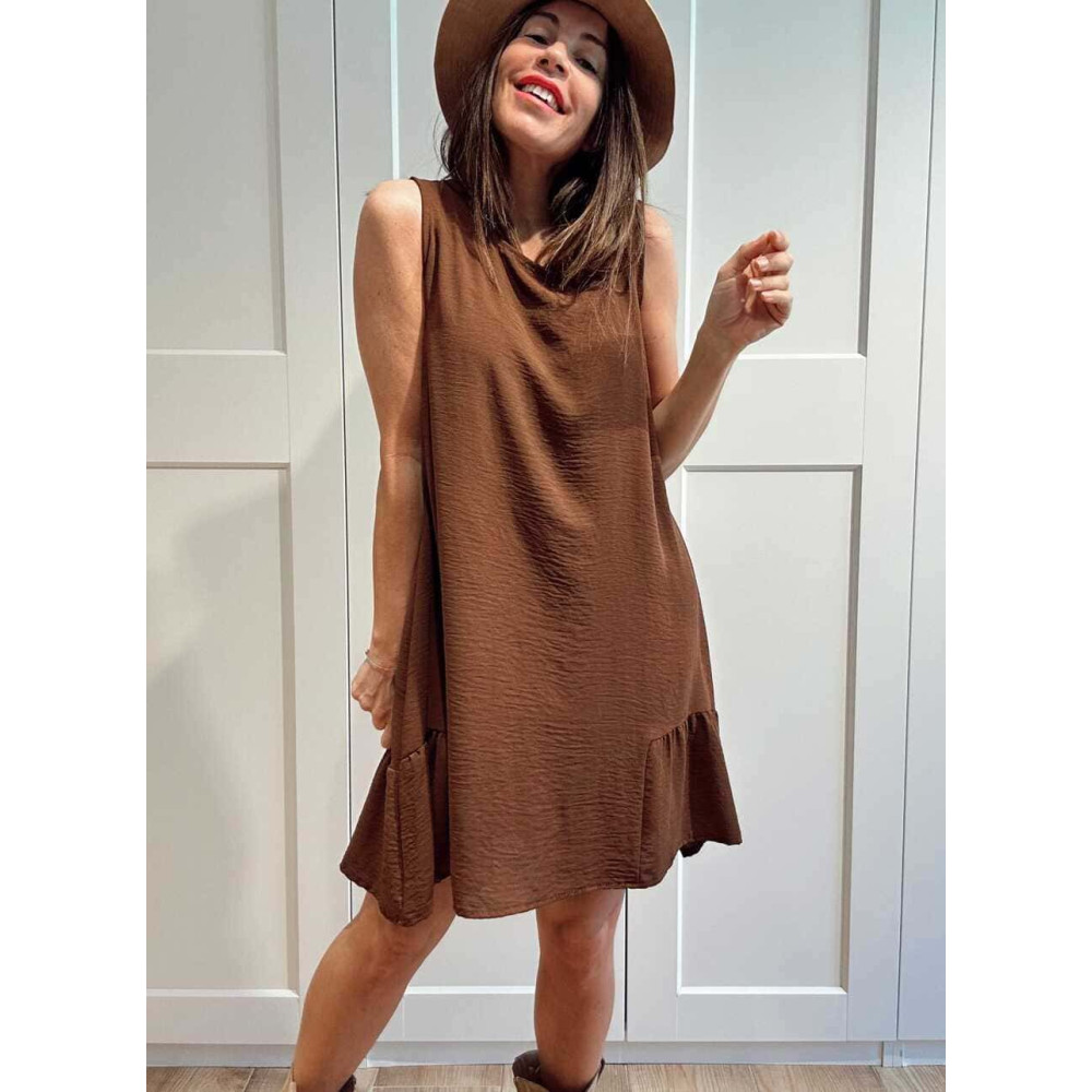 Vestido Corto Evasé SILLENTO Marrón HEVE