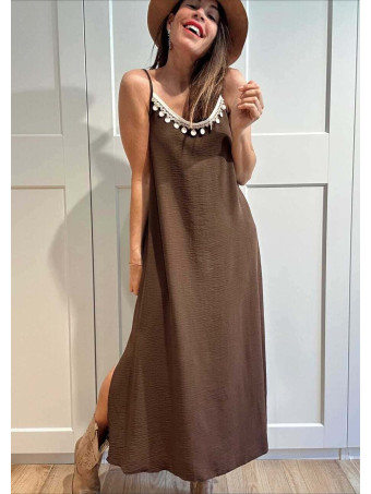 Vestido Largo Charms AZUKA Marrón HEVE