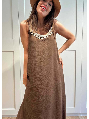 Vestido Largo Charms AZUKA Marrón HEVE