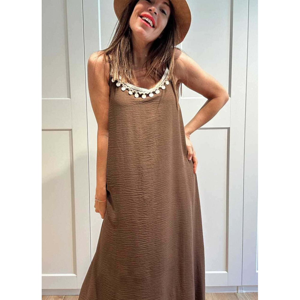 Vestido Largo Charms AZUKA Marrón HEVE