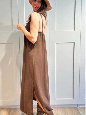 Vestido Largo Charms AZUKA Marrón HEVE
