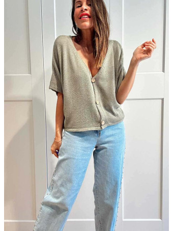 Cárdigan Manga Corta DANSERA Khaki HEVE
