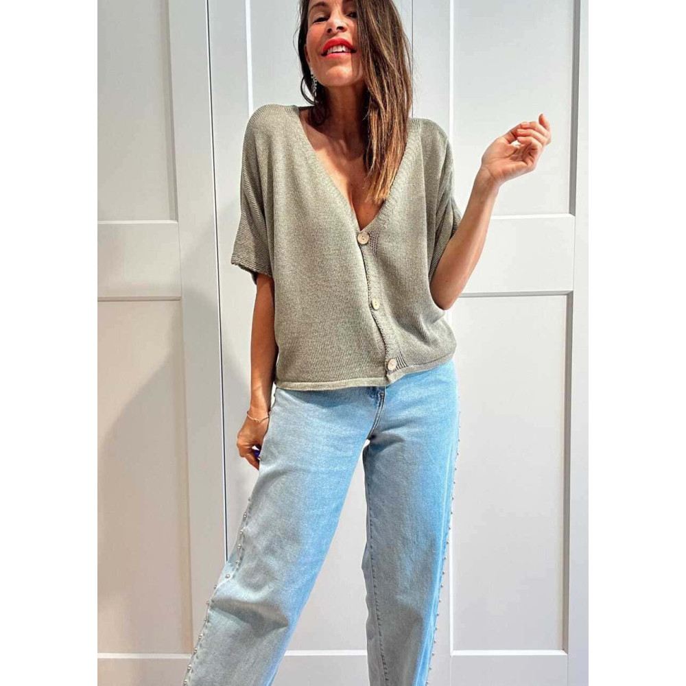 Cárdigan Manga Corta DANSERA Khaki HEVE