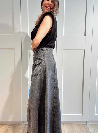 Falda Vaquera Evasé SULLYAN Negro HEVE