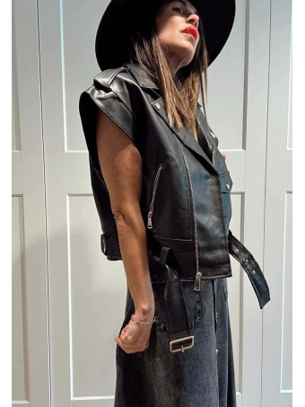 Chaleco Biker Efecto Piel HOWLER Negro HEVE