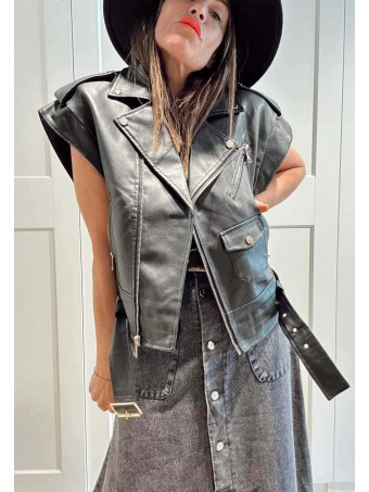 Chaleco Biker Efecto Piel HOWLER Negro HEVE