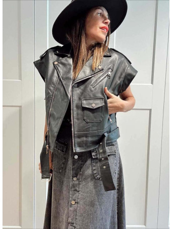 Chaleco Biker Efecto Piel HOWLER Negro HEVE