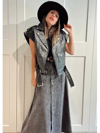 Chaleco Biker Efecto Piel HOWLER Negro HEVE