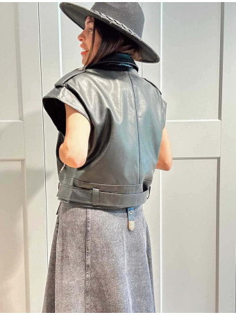 Chaleco Biker Efecto Piel HOWLER Negro HEVE