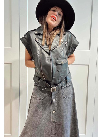 Chaleco Biker Efecto Piel HOWLER Negro HEVE