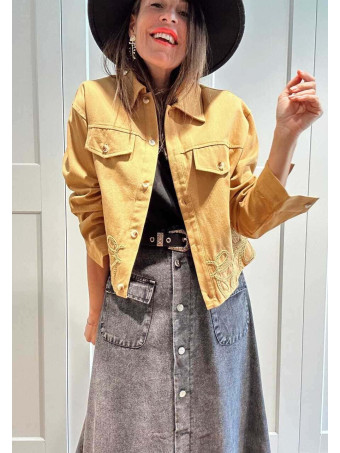 Sobrecamisa Vaquera Bordado-Perforado SARWYN Ocre