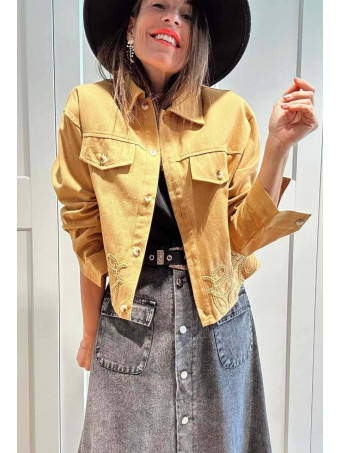 Sobrecamisa Vaquera Bordado-Perforado SARWYN Ocre