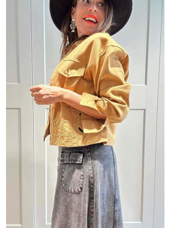 Sobrecamisa Vaquera Bordado-Perforado SARWYN Ocre