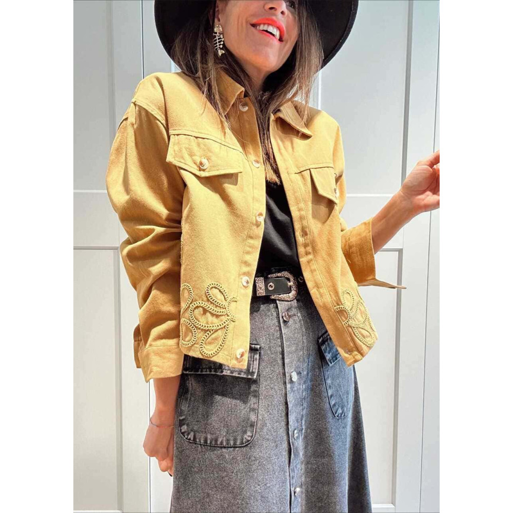 Sobrecamisa Vaquera Bordado-Perforado SARWYN Ocre