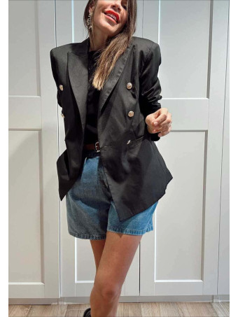 Blazer Cruzado Doble Botonadura OLYRVE Negro HEVE