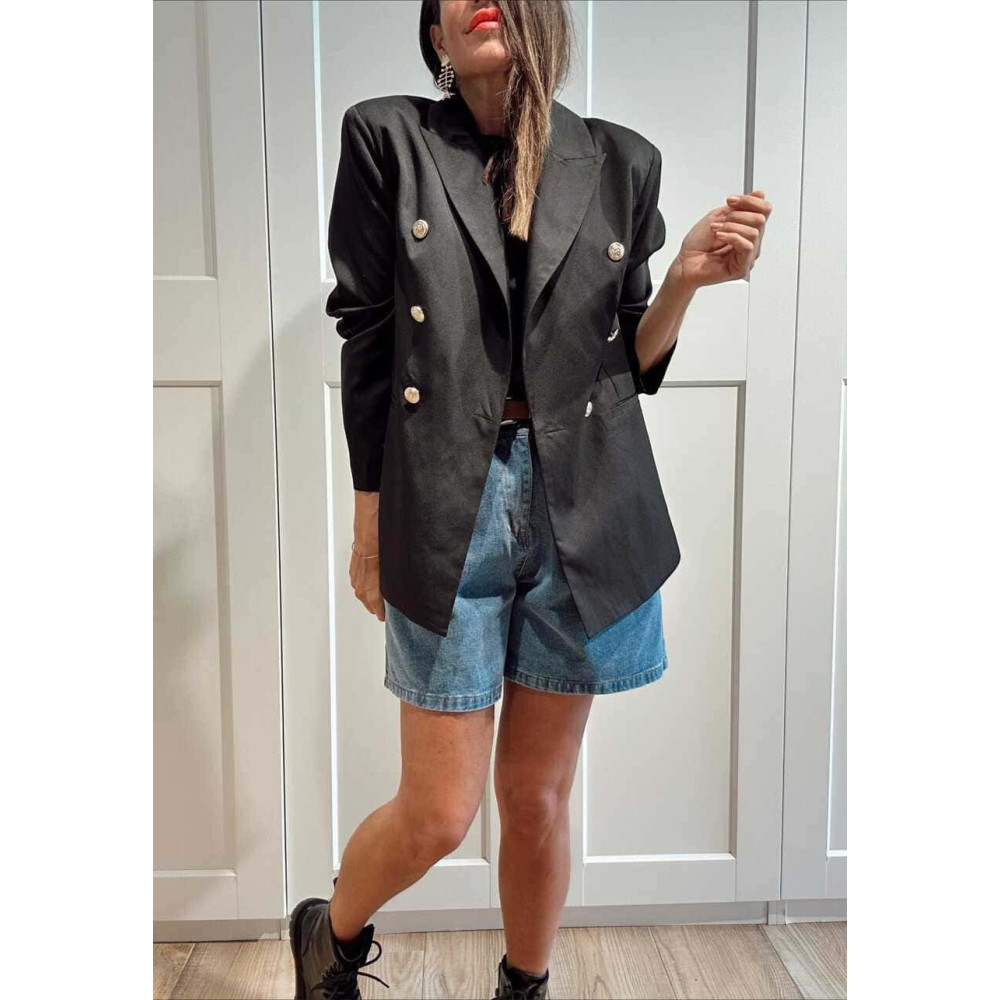 Blazer Cruzado Doble Botonadura OLYRVE Negro HEVE