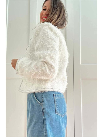 Chaqueta Tweed Estilo Chanel ROSSILE Blanco HEVE