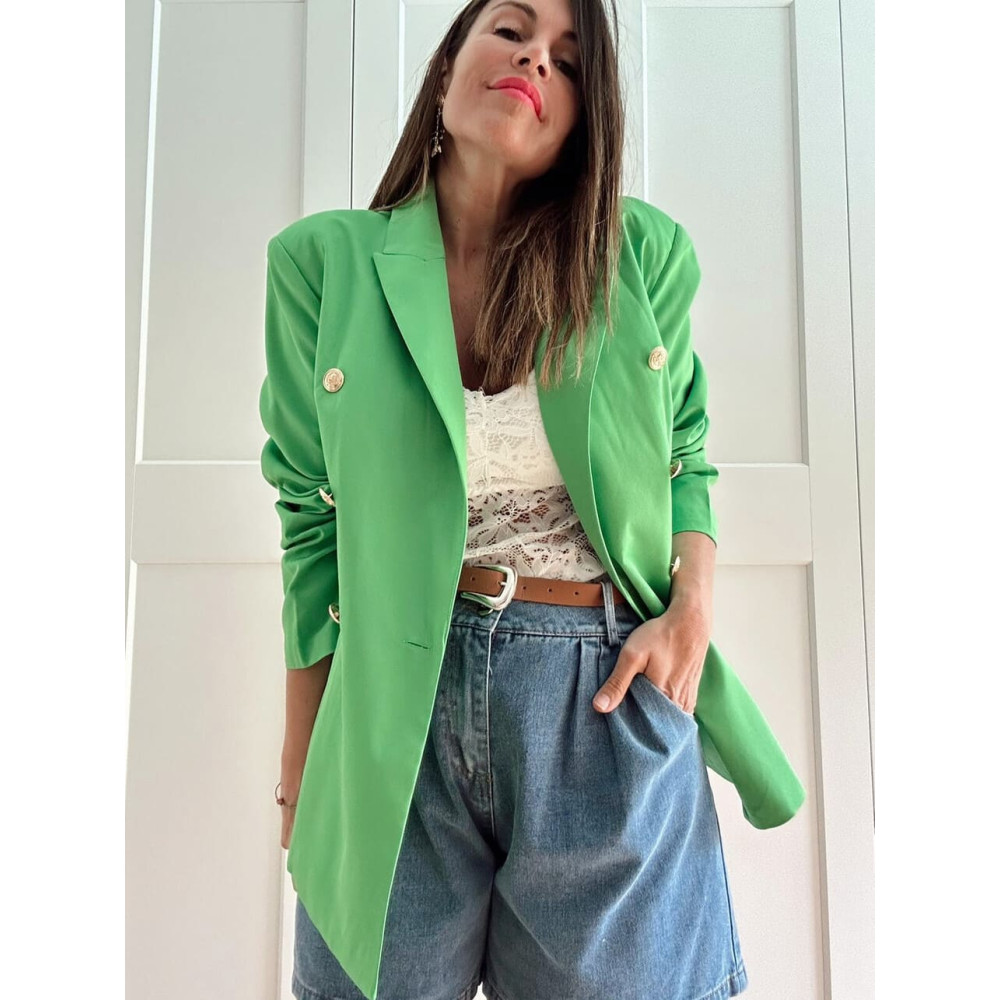 Blazer Cruzado Doble Botonadura OLYRVE Verde HEVE