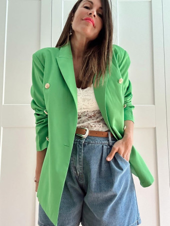 Blazer Cruzado Doble Botonadura OLYRVE Verde HEVE