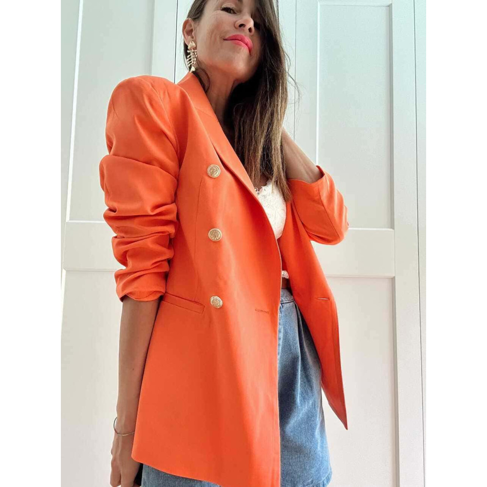 Blazer Cruzado Doble Botonadura OLYRVE Coral HEVE