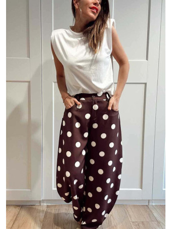 Pantalón Balloon Lunares MOONELLE Marrón HEVE