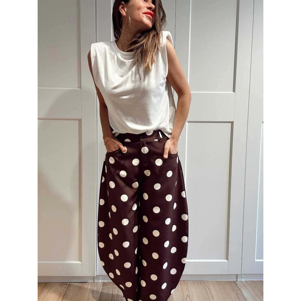 Pantalón Balloon Lunares MOONELLE Marrón HEVE