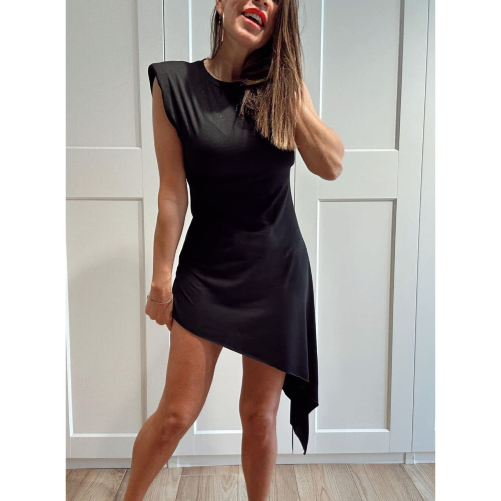 Vestido Asimétrico Hombreras FERYNA Negro HEVE