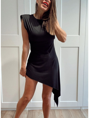 Vestido Asimétrico Hombreras FERYNA Negro HEVE