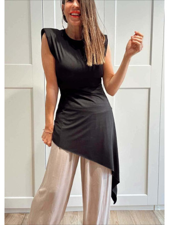 Vestido Asimétrico Hombreras FERYNA Negro HEVE