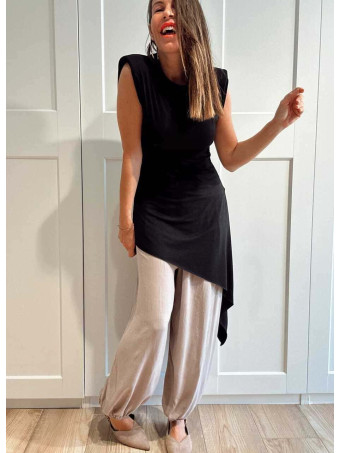 Vestido Asimétrico Hombreras FERYNA Negro HEVE