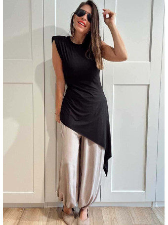 Vestido Asimétrico Hombreras FERYNA Negro HEVE