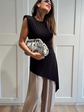 Bolso Lona Frame Bag Paisley Beige/Negro HEVE