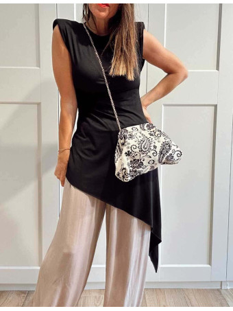 Bolso Lona Frame Bag Paisley Beige/Negro HEVE