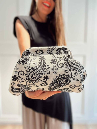 Bolso Lona Frame Bag Paisley Beige/Negro HEVE
