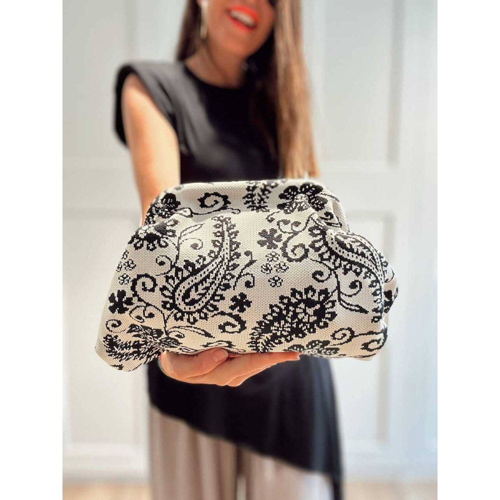 Bolso Lona Frame Bag Paisley Beige/Negro HEVE