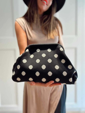Bolso Lona Frame Bag Lunares Negro HEVE
