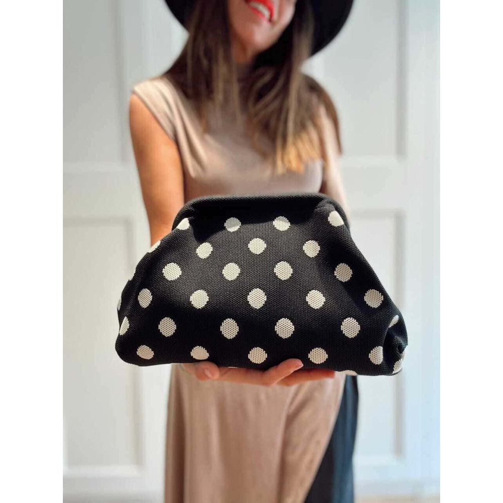 Bolso Lona Frame Bag Lunares Negro HEVE
