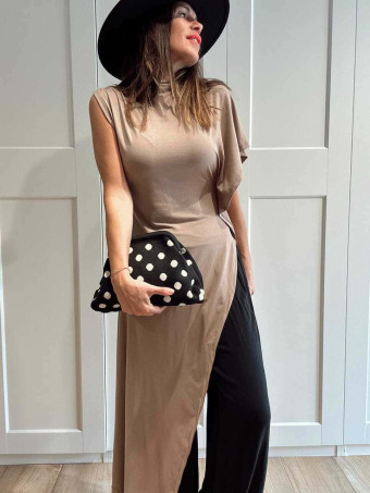 Bolso Lona Frame Bag Lunares Negro HEVE