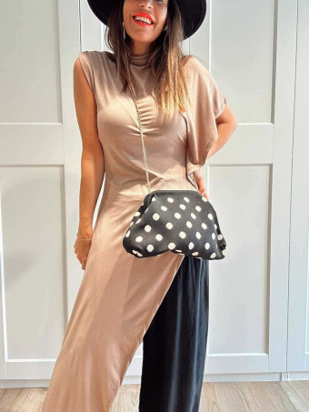 Bolso Lona Frame Bag Lunares Negro HEVE